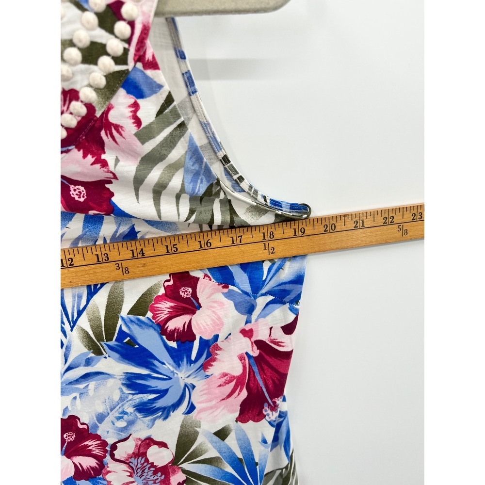 Tommy Bahama Tropical Floral Hibiscus Sleeveless Shift Tank Dress Pink Blue M - Picture 7 of 8